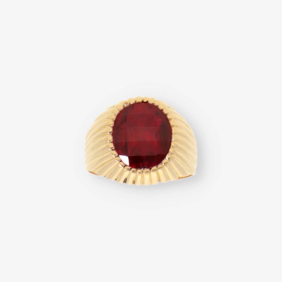 Anillo oro y piedra roja