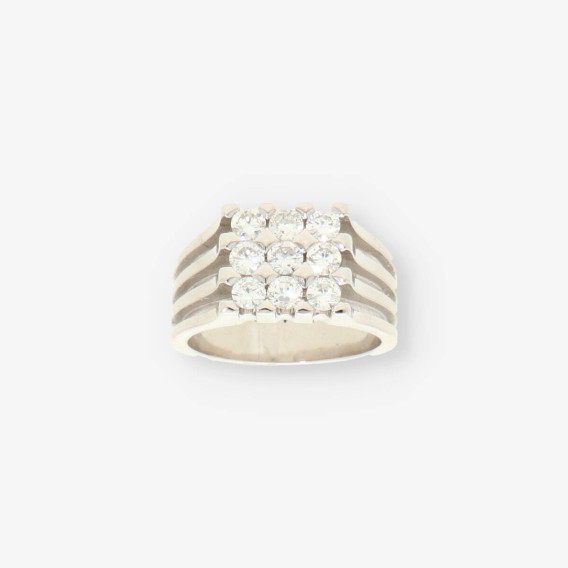 Anillo oro blanco y 9 bri