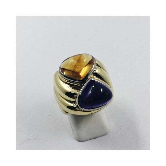 Anillo Vasari en oro amarillo con amatista y topacio