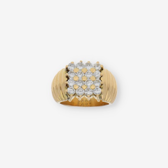 Anillo sello en oro 18kt con brillantes