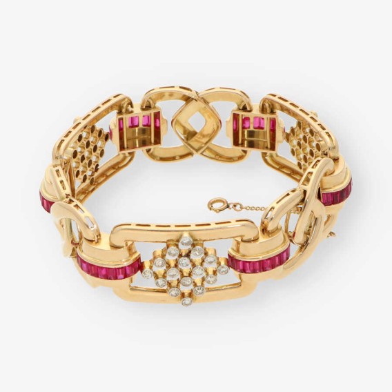 Pulsera chevalier oro rubi y diamantes