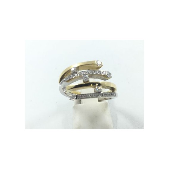 Anillo de oro blanco y amarillo con brillantes