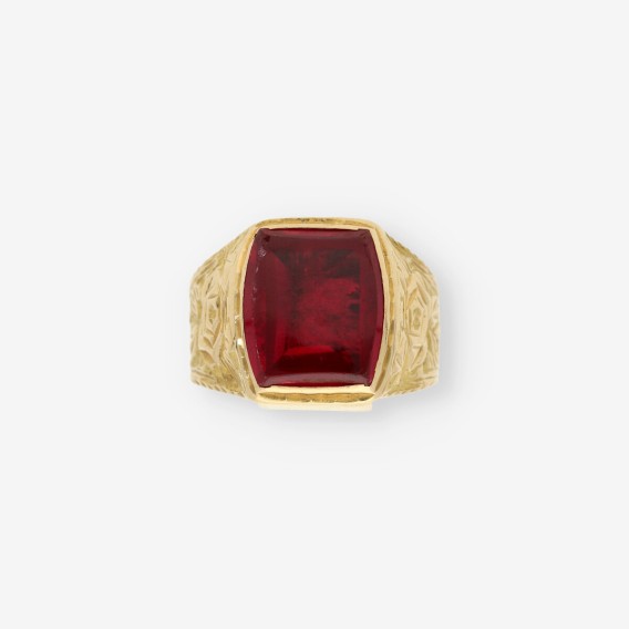 Anillo oro piedra roja