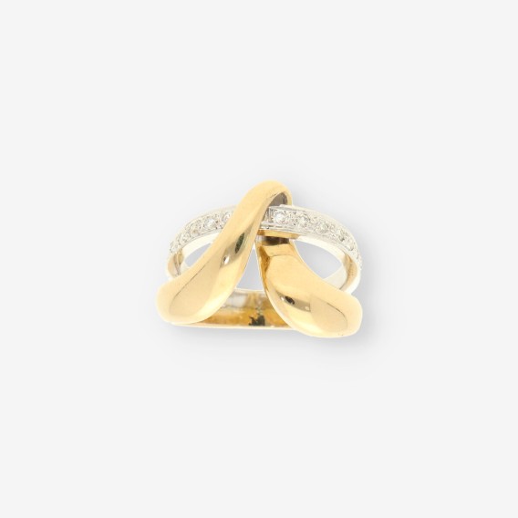 Anillo oro bl. amarillo y brillantes