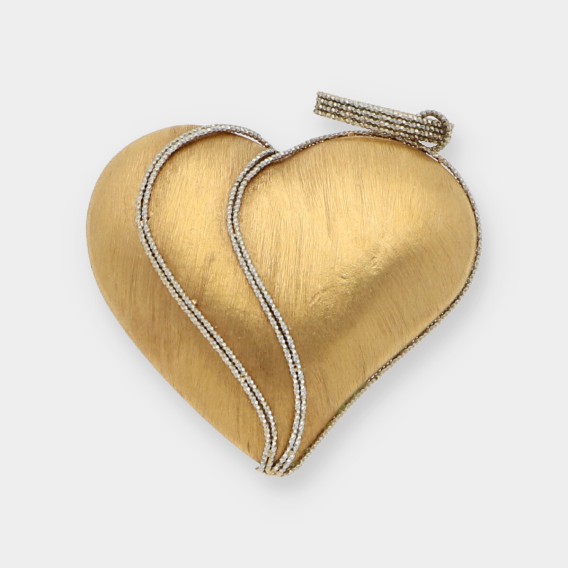 Colgante corazÃ³n de oro blanco y amarillo 18kt