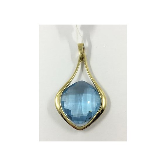 Colgante de oro y piedra azul facetada