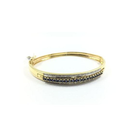 Pulsera esclava de oro amarillo con centro de brillantes y zafiros