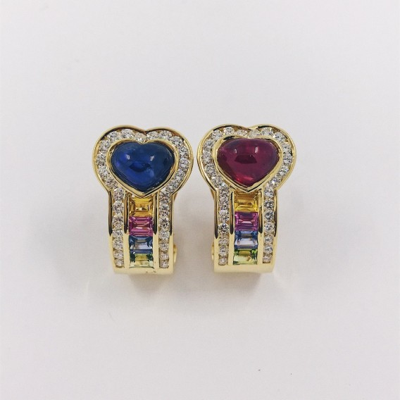 Pendientes CorazÃ³n en oro 18kt con brillantes