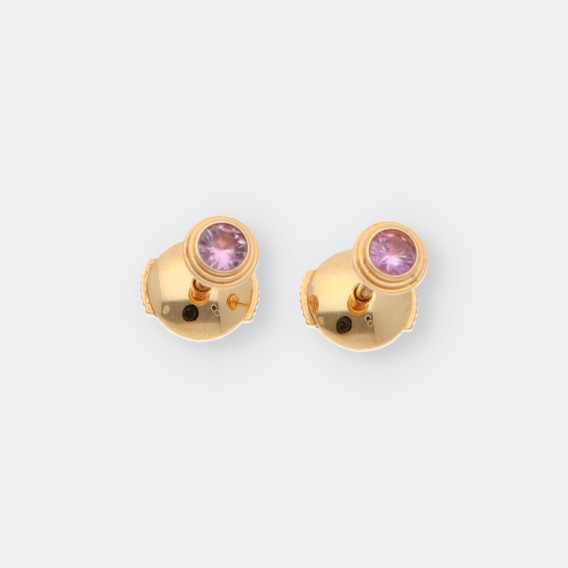 Pendientes Cartier en oro amarillo 18kt con zafiro rosa