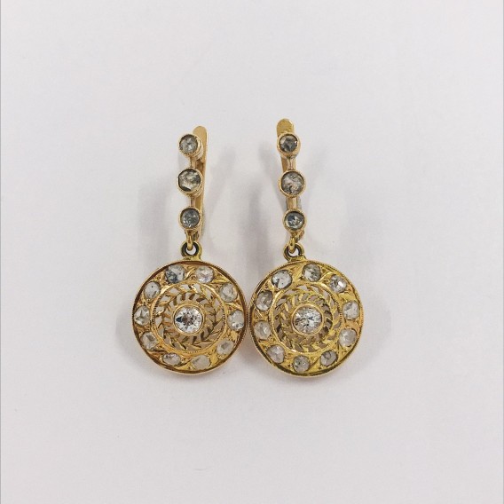 Pendientes vintage en oro 18kt con diamantes