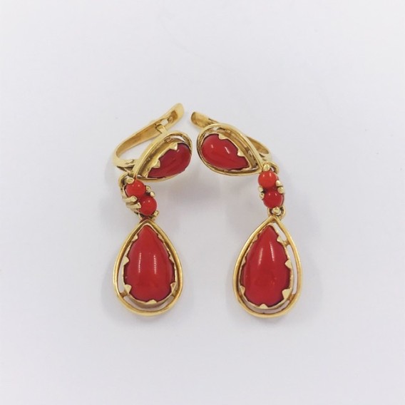 Pendientes largos vintage en oro 18kt