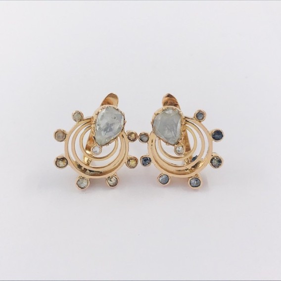 Pendientes vintage en oro 18kt con diamantes