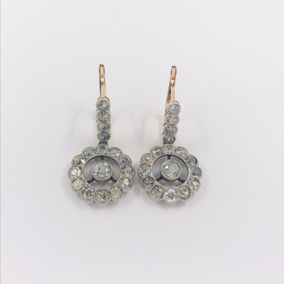 Pendientes vintage en oro 18kt con diamantes