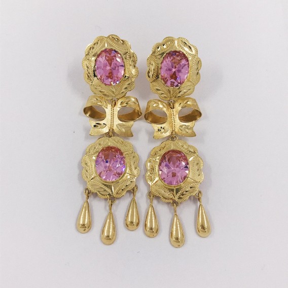 Pendientes largos vintage en oro 18kt