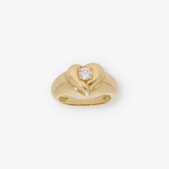 Anillo corazÃ³n en oro 18kt con brillante