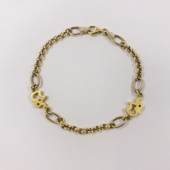 Pulsera en oro 18kt con elefantes.