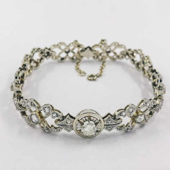 Pulsera vintage en oro blanco 18kt con diamantes