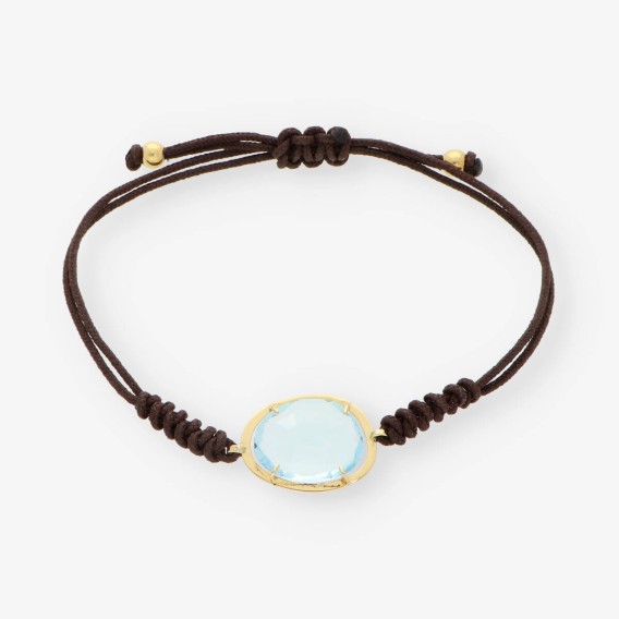 Pulsera de cordÃ³n trenzado con oro 18kt y piedra azul