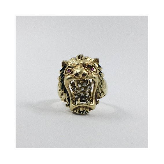 Anillo de oro en forma de cabeza de leÃ³n