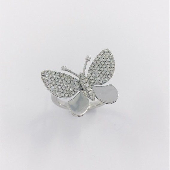 Anillo mariposa en oro blanco 18kt con brillantes