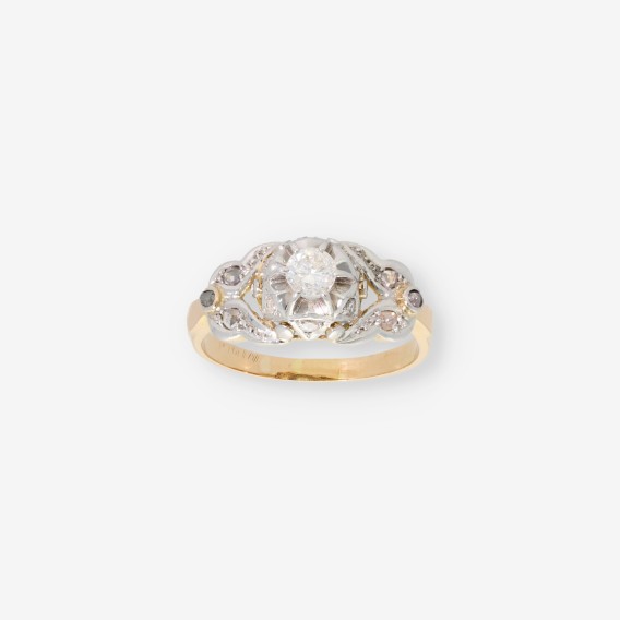 Anillo vintage en oro 18kt con brillante central