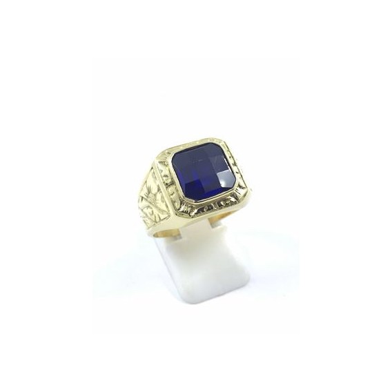 Anillo sello con piedra azul