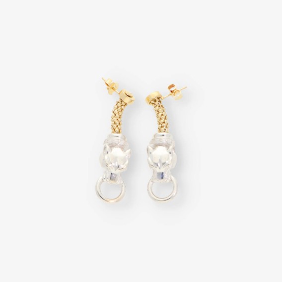 Pendientes pantera en oro bicolor 18kt