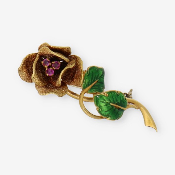 Broche Rosa en oro 18kt