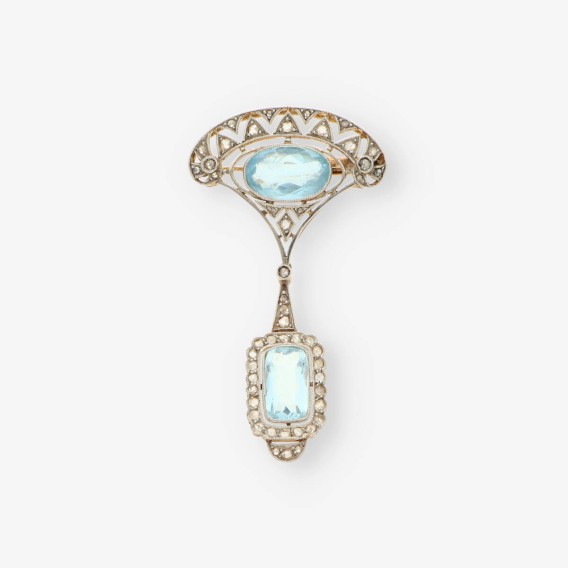 Broche oro aguamarina y diamantes