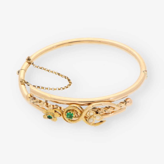 Pulsera vintage en oro 18kt con esmeraldas