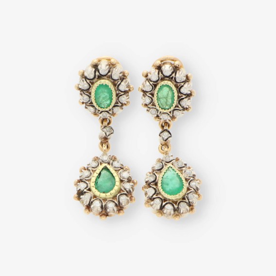 Pendientes vintage oro, esme. y diam.