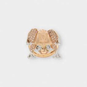 Anillo con rana en oro bicolor 18kt | Comprar anillos de segunda mano