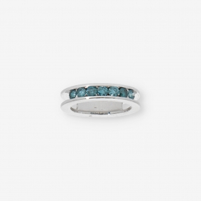 Anillo en oro blanco 18kt con brillantes fancy azul | Comprar anillos de segunda mano