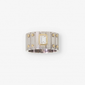 Anillo en oro blanco 18kt con diamante central | Comprar anillos de segunda mano
