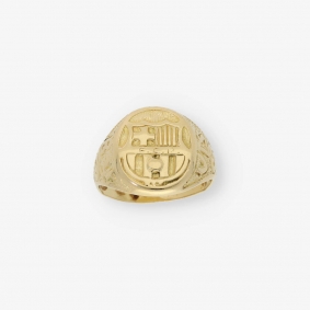 Anillo sello con el escudo del Barcelona en oro 18kt | Comprar anillos de segunda mano