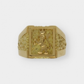 Anillo sello en oro 18kt con león | Comprar anillos de segunda mano