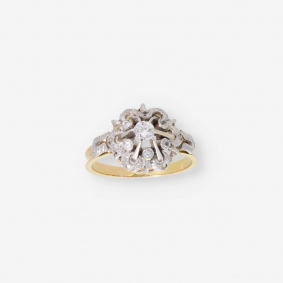 Anillo vintage en oro 18kt con brillante central | Comprar anillos de segunda mano