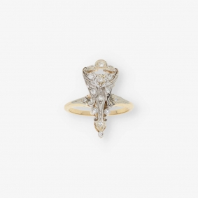 Anillo vintage en oro 18kt con diamantes | Comprar anillos de segunda mano