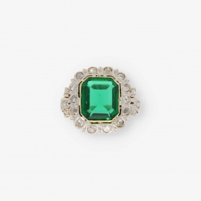 Anillo vintage en oro 18kt con piedra verde | Comprar anillos de segunda mano