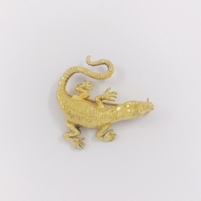 Broche forma de lagarto en oro 18kt | Comprar broches de segunda mano