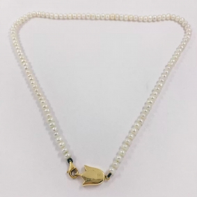 Gargantilla de Tous con perlas y tulipán en oro 18kt | Comprar joyas y relojes Tous de segunda mano | Comprar gargantillas de segunda mano
