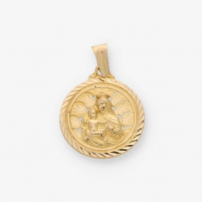 Medalla de la virgen con el niño en oro 18kt | Comprar colgantes de segunda mano