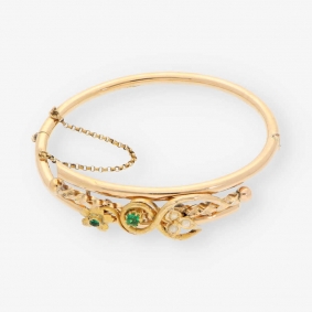 Pulsera vintage en oro 18kt con esmeraldas | Comprar pulseras de segunda mano