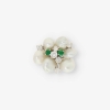 Anillo oro blanco 18kt con perlas brillantes y esmeraldas