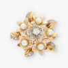 Broche de oro 18kt con diamantes y perlas